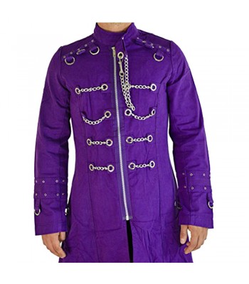 Mens Royal Purple Hell-Raiser Gothic Long Coat Bondage Trench Coat 